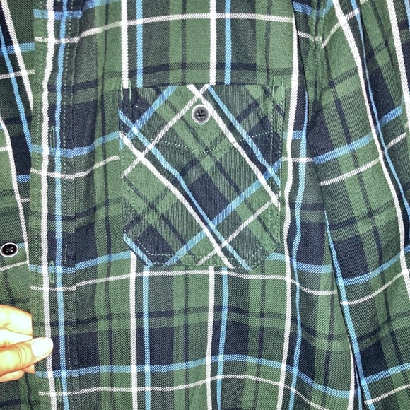 Green and Blue Plaid Button Up - Picture 2 of 5